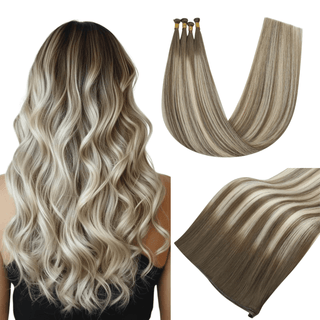 Full Shine Genius Weft Hair Extensions, Real Human Hair, Balayage Ash Brown to Golden Blonde, Seamless Weft Hair, Soft and Silky Hair, Lightweight Hair Extensions, Salon-Quality Hair, Natural Hair Weft, Hand-Tied Weft Extensions, Voluminous Hair Weave