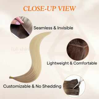 Virgin Hair Genius Weft, Balayage Blonde with Rose Gold Highlights, 100% Human Hair Weft, Hand-Tied Weft Hair, Lightweight and Flexible Extensions, Salon-Preferred Weft Hair, Heat-Friendly and Tangle-Free Weft, Professional Grade Hair Extensions