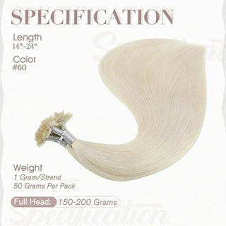 Add luxury and volume with bleach blonde U Tip Extensions, made from 100% Remy human hair for a seamless, natural-looking attachment.