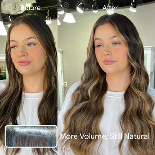 Full Shine brown balayage virgin hair injection tape in extensions with dimensional color and a soft salon-quality finish.