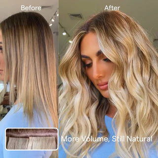 Full Shine brown to blonde balayage virgin hair injection tape in extensions with dimensional color and a soft salon-quality finish.