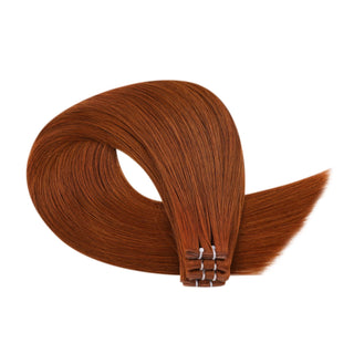 Full Shine Auburn Copper Hair Weft Extensions, Virgin Human Hair, Natural Red Hair Weft, Genius Weft Extensions, Multi-Tonal Red Hair Extensions, Lightweight and Flexible Weft, Soft and Tangle-Free Weft Hair, Heat-Resistant Human Hair Extensions