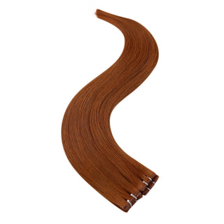 Full Shine Virgin Hair Extensions, Warm Auburn Red Hair Weft, Seamless Weft Extensions, Natural Hair Weft, Long-Lasting and Durable Hair Extensions, Silky and Soft Red Hair Weft, Lightweight and Easy to Install Extensions