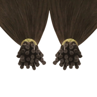 Full Shine I Tip Hair Extensions in Medium Brown #4 instantly add natural length while maintaining lightweight comfort and healthy thick ends.
