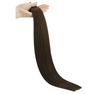Full Shine Natural I Tip Hair Extensions in Medium Brown #4 are crafted from premium virgin human hair for a soft, silky finish and realistic look.