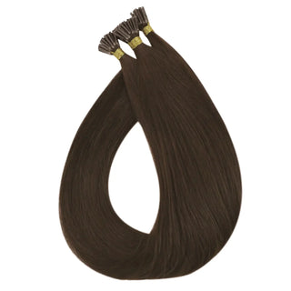 Full Shine Salon Quality I Tip Extensions in Medium Brown #4 are made from 100% virgin human hair for professional-looking length, volume, and shine.