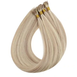 Full Shine natural virgin human hair I Tip extensions in Pink Blonde Lowlights designed to add instant length, volume, and a soft seamless finish.