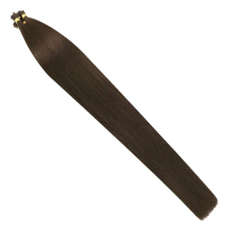 Full Shine Seamless I Tip Hair Extensions in Medium Brown #4 blend naturally with your own hair for fuller volume and a flawless finish.