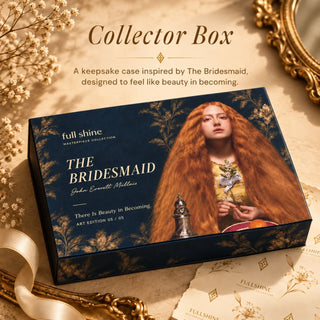 Full Shine Girl with a Pearl Earring hair extension gift box featuring Vermeer's iconic portrait against a deep navy and gold background.