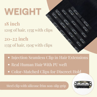 [Pre Order] Injection PU Clip in Hair Extensions Remy Hair Balayage Blonde #3/8/22