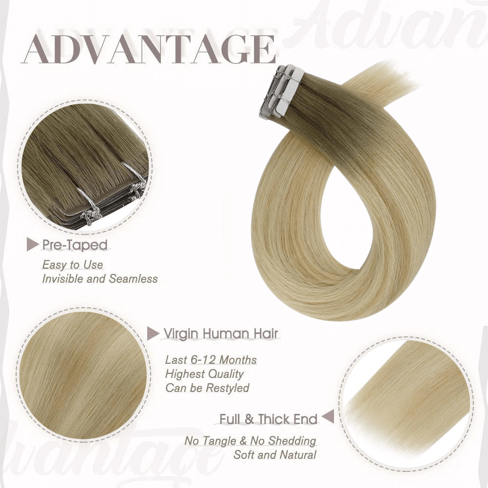 Virgin Injection Tape in Hair Extensions Brown Ombre #8/27/60