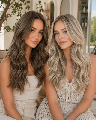 Full Shine ash brown balayage hair extensions create dimensional natural hair color