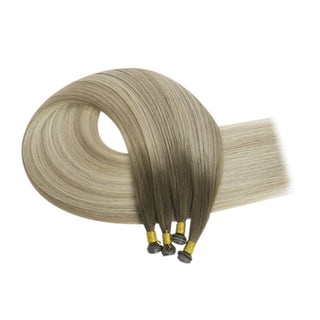 Genius Weft Hair Extensions, Premium Quality Virgin Hair, Chocolate Brown to Champagne Blonde Highlights, Multi-Dimensional Hair Extensions, Hybrid Weft Hair, Ultra-Light Seamless Weft, Natural Shine Hair Extensions, Salon-Quality Weft Hair, Easy to Style Extensions