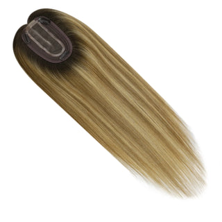 Full Shine balayage blonde human hair topper designed for a soft blend with your own hair and natural appearance.
