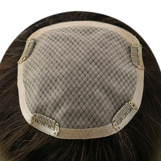 Full Shine balayage blonde mono base hair topper offers realistic scalp appearance and seamless blending.