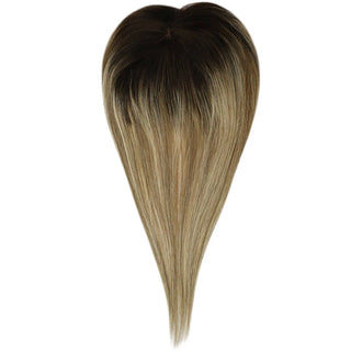 Full Shine balayage blonde Remy hair topper can be styled for different looks while maintaining natural flow.