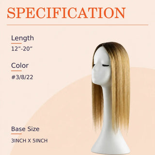 Full Shine blonde highlights human hair topper designed to enhance fullness with a soft blended appearance.