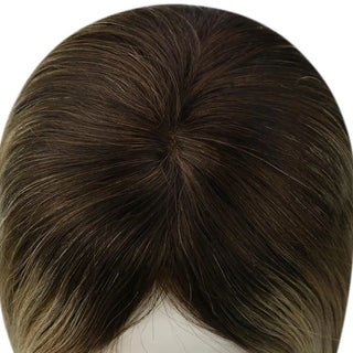 Full Shine balayage blonde topper for thinning hair adds coverage and fullness to the crown area.