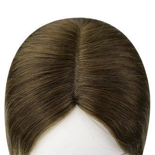 Full Shine balayage brown hair topper creating a natural-looking hairstyle with seamless blending and volume.