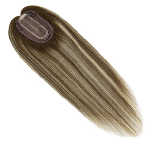 Full Shine balayage brown human hair topper designed to blend naturally with existing hair.
