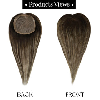 Full Shine balayage brown hair topper for women with rich brown tones and natural highlights.