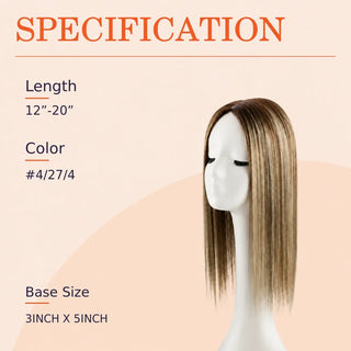 Full Shine balayage brown human hair topper adding natural fullness with soft blended highlights.