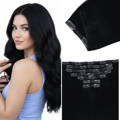 Fullshine pure black genius PU clip ins for seamless coverage