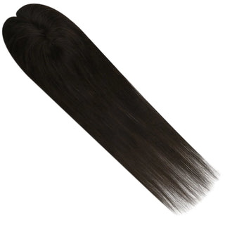 Full Shine black hair topper creating a natural-looking hairstyle with added fullness and seamless blending.