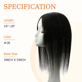 Full Shine black human hair topper with natural shine, soft texture, and a realistic appearance.