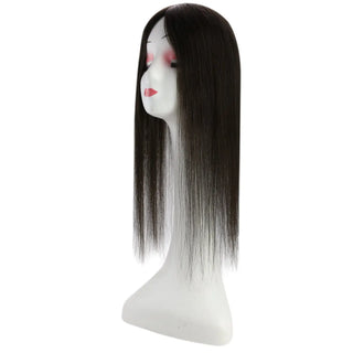 Full Shine black real human hair topper with natural texture, soft movement, and realistic appearance.