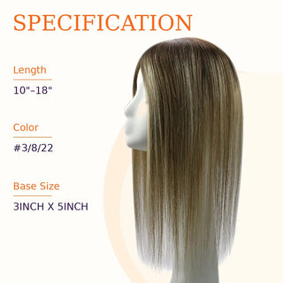 Full Shine blonde balayage human hair topper with dimensional color and a natural blended appearance.