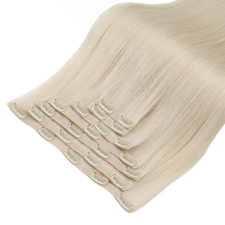 FullShine blonde clip in extensions provide an undetectable blend, fitting naturally and seamlessly with your hair.