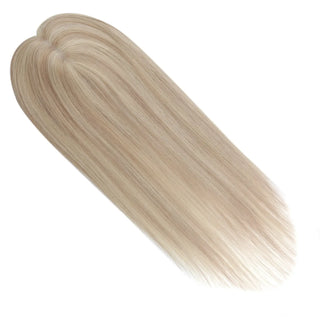 Full Shine blonde highlights hair topper for women creating fuller-looking hair with natural movement and style.