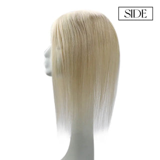Full Shine blonde highlights Remy hair topper can be styled with heat tools for versatile hairstyles.