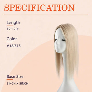 Full Shine blonde highlights human hair topper designed to enhance fullness with a soft blended appearance.