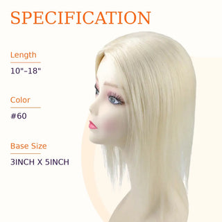 Full Shine blonde human hair topper with a natural color tone, soft texture, and seamless blending.