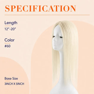 Full Shine blonde small base hair topper with soft color tones, natural texture, and a beautiful blended hairstyle.