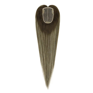 Full Shine brown balayage hair topper creating a natural-looking hairstyle with added fullness and movement.
