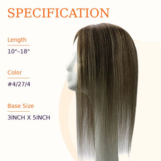 Full Shine brown balayage human hair topper featuring dimensional color and natural movement.