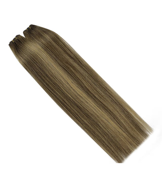 Full Shine brown balayage virgin weft hair extensions made of premium Brazilian human hair, soft and natural blending for salon-quality sew-in styles.