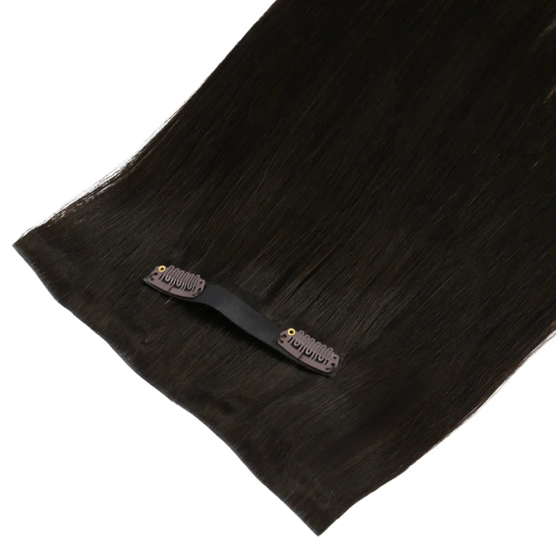 FullShine brown clip in extensions add seamless, natural volume, blending effortlessly with your hair for a flawless look.