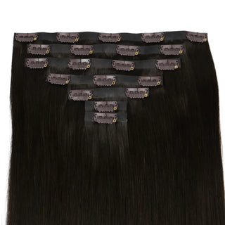 FullShine brown clip in extensions deliver an undetectable blend, providing a smooth and flawless hair finish.