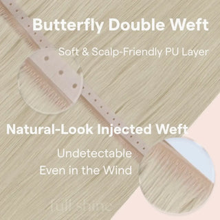 Fullshine High-Quality Virgin Hair Weft Extensions, Platinum Blonde Color, 16 Inches, Real Human Hair, Seamless Weft, Soft and Silky Finish, Tangle-Free, Non-Shedding, Natural-Looking Texture, Lightweight, Full Volume, Healthy Hair, Shiny and Glossy Platinum Blonde, Easy Installation, Comfortable Fit