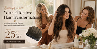 Butterfly weft hair extensions from Full Shine create fuller hair with a natural blend