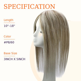 Full Shine chunky highlights human hair topper with dimensional tones and natural hair movement.