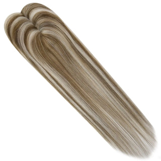 Full Shine chunky highlights mono base hair topper with a realistic scalp appearance and seamless blend.