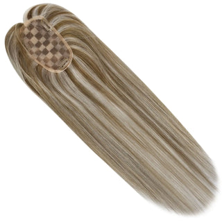 Full Shine chunky highlights virgin hair topper showing soft texture, natural shine, and premium hair quality.
