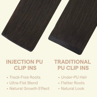 Balayage brown PU injected human hair for natural look