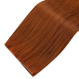 Virgin Hair Genius Weft, Deep Auburn Copper Hair Extensions, Hand-Tied Weft Hair, Seamless Weft Extensions, Professional Salon Weft Hair, Heat-Resistant and Long-Lasting Hair Extensions, Natural Blended Red Hair Weft