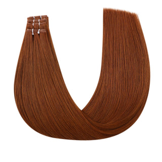 Copper Red Genius Weft Hair Extensions, 100% Virgin Human Hair, Rich Auburn Hair Weft, Hybrid Weft Extensions, Professional Salon Hair Weft, Tangle-Free and Heat-Friendly Weft, Natural-Looking Red Hair Extensions